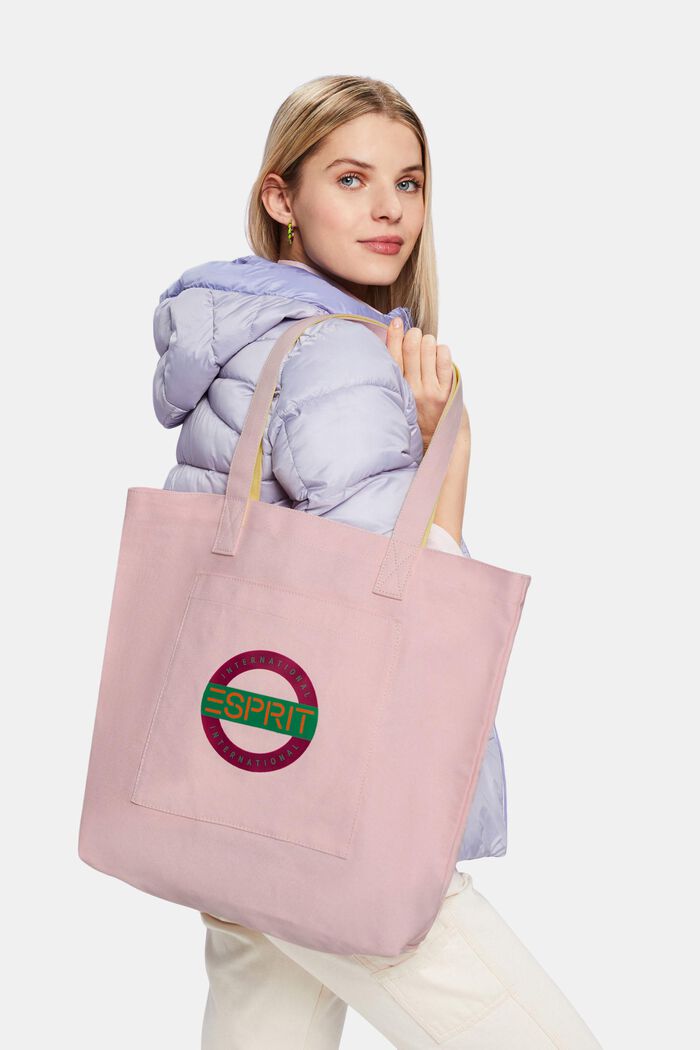Tote Bag aus Baumwolle mit Logodesign, PASTEL PINK, detail image number 4