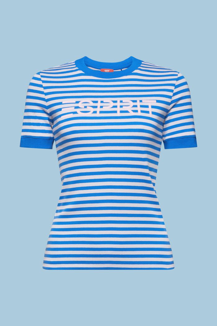 Gestreiftes Baumwoll-T-Shirt mit Logo-Print, LIGHT BLUE LAVENDER, detail image number 6