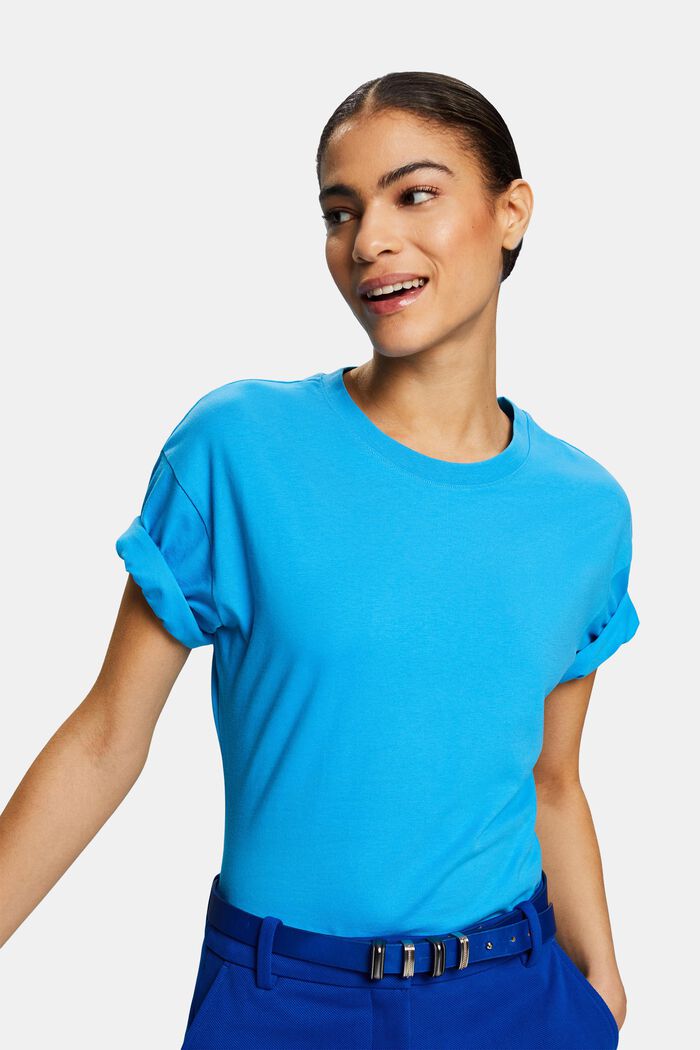 Tailliertes T-Shirt mit Rundhalsausschnitt, BLUE, detail image number 0