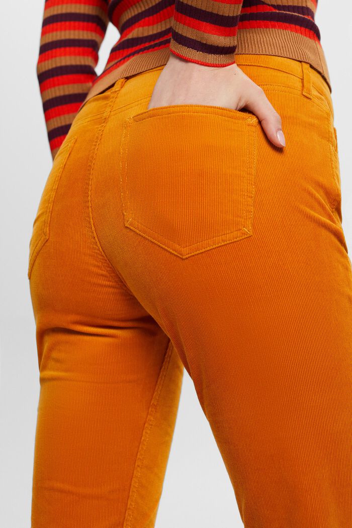 Pantalon slim en velours côtelé à taille mi-haute, HONEY YELLOW, detail image number 4