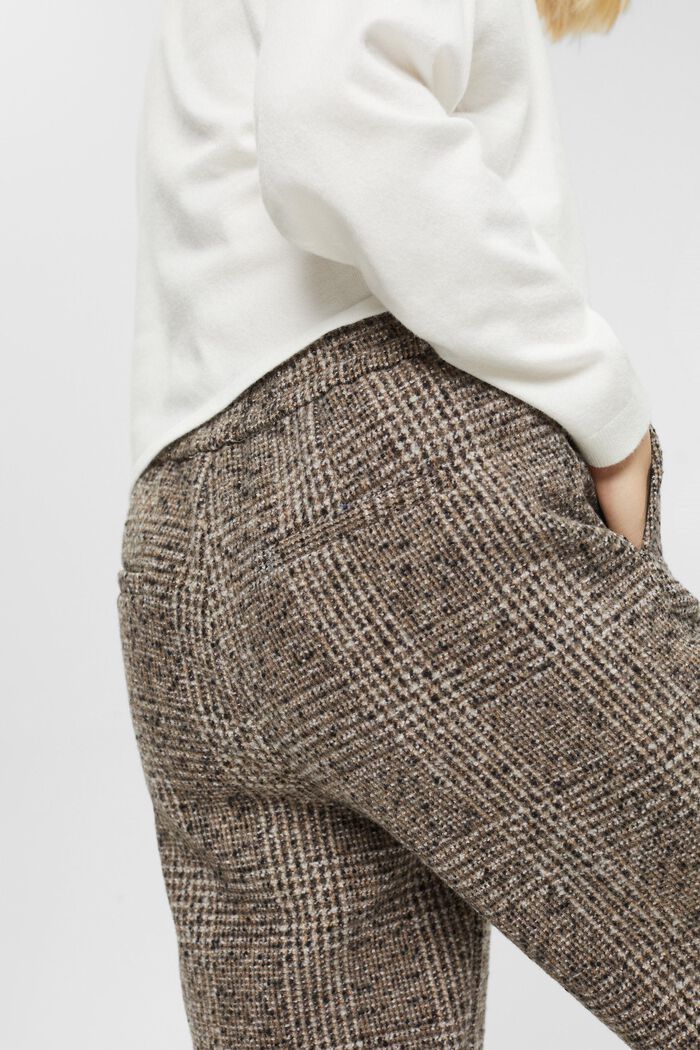 Pantalon taille haute en laine mélangée, BLACK, detail image number 4