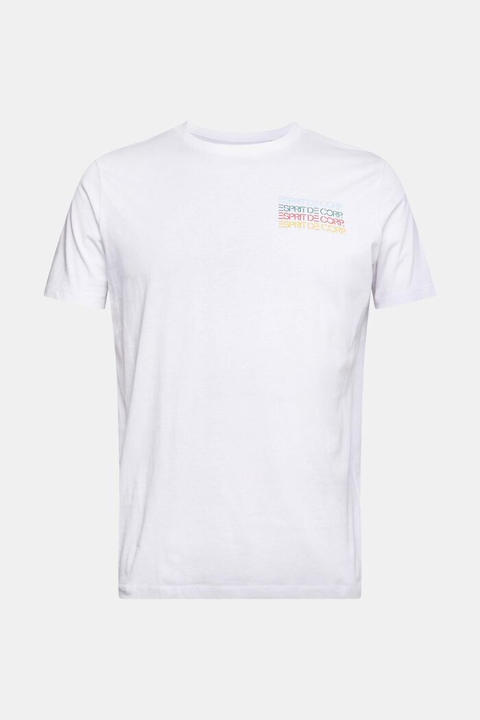 T-shirt en jersey à imprimé logo coloré, WHITE, detail image number 5