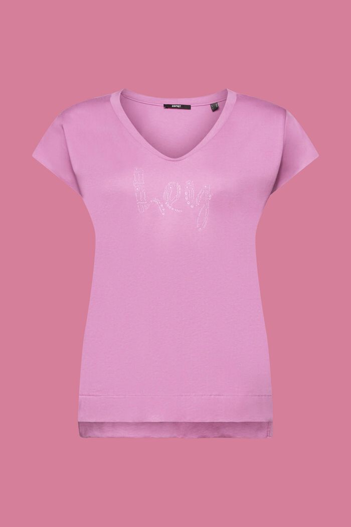 T-Shirt mit tonalem Print, 100 % Baumwolle, VIOLET, detail image number 7