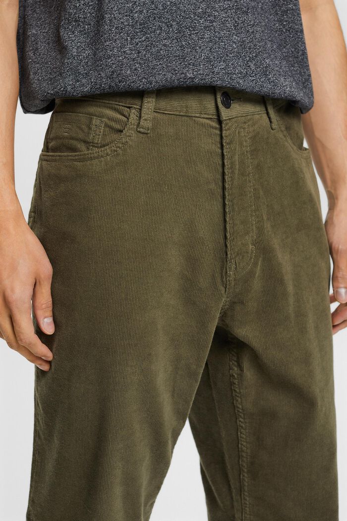 Pantalon en velours côtelé de coupe Straight Fit, KHAKI GREEN, detail image number 1