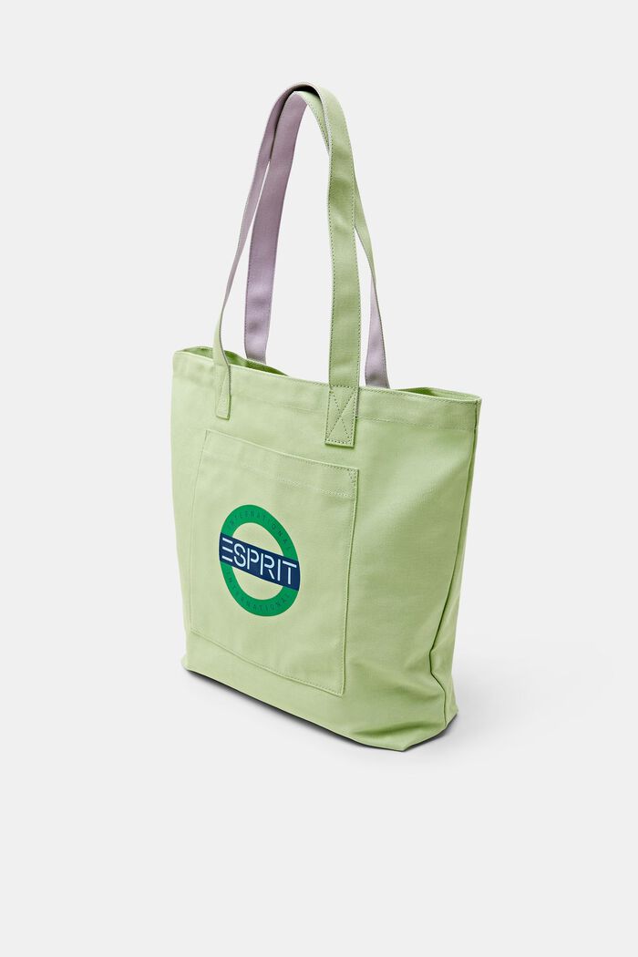 Tote Bag aus Baumwolle mit Logodesign, LIGHT GREEN, detail image number 2