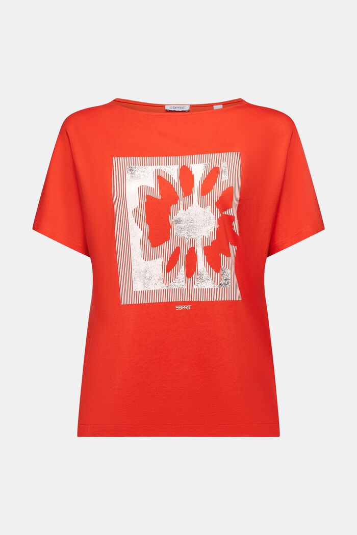 Jersey-T-Shirt mit Print vorne, RED, detail image number 5