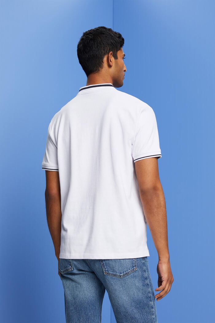 Polo-Shirt aus Jersey, Baumwollmix, WHITE, detail image number 3