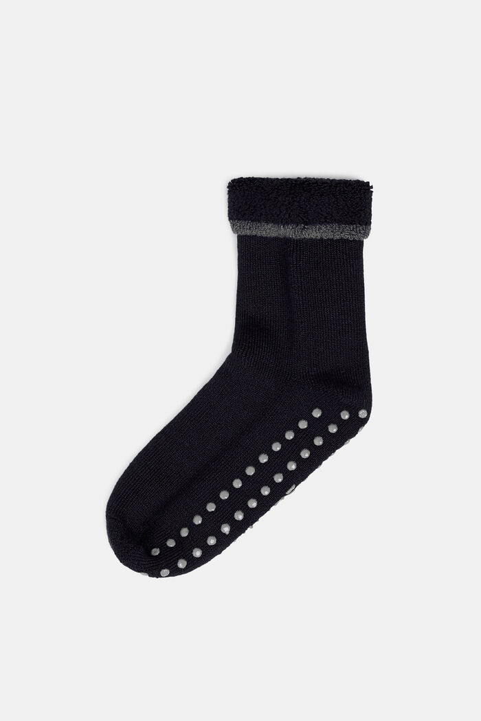 Douces chaussettes antidérapantes, laine mélangée, BLACK, detail image number 0