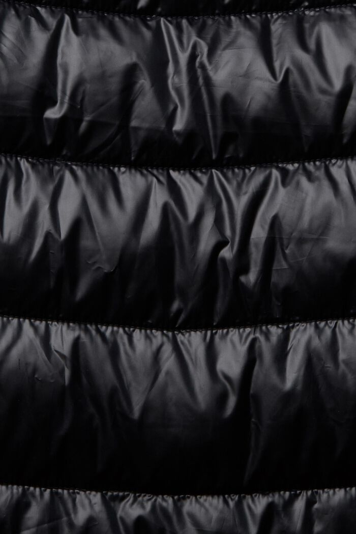 Manteau matelassé avec capuche amovible à cordon coulissant sous tunnel, BLACK, detail image number 1