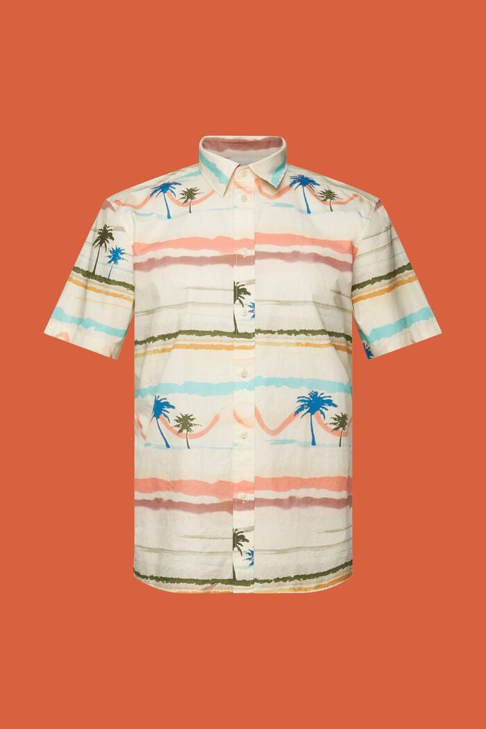 Chemise à manches courtes animée d’un motif, 100 % coton, WHITE, detail image number 5
