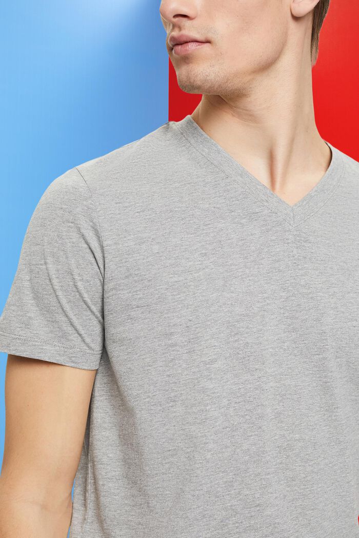 T-shirt en jersey à encolure en V de coupe Slim Fit, MEDIUM GREY, detail image number 2