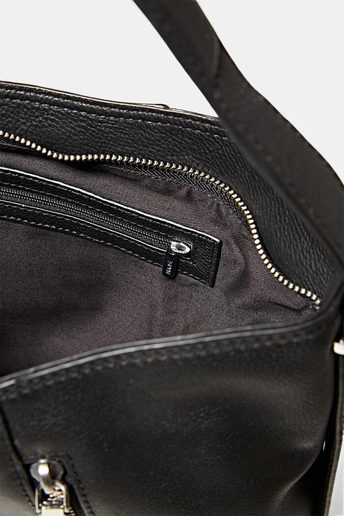 Ledertasche mit Zipper-Fächern, BLACK, detail image number 5