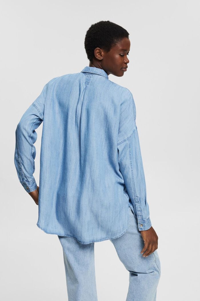 Aus TENCEL™: Oversize-Hemd in Jeansoptik, BLUE MEDIUM WASHED, detail image number 4