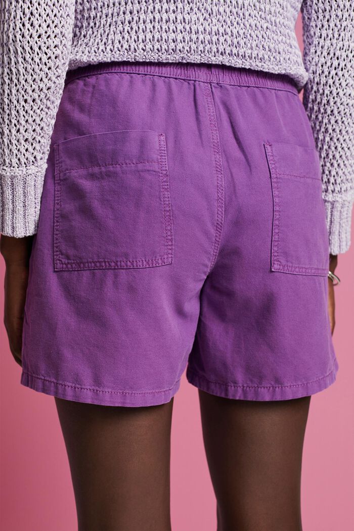 Twill-Shorts mit gesmokter Taille, PURPLE, detail image number 4