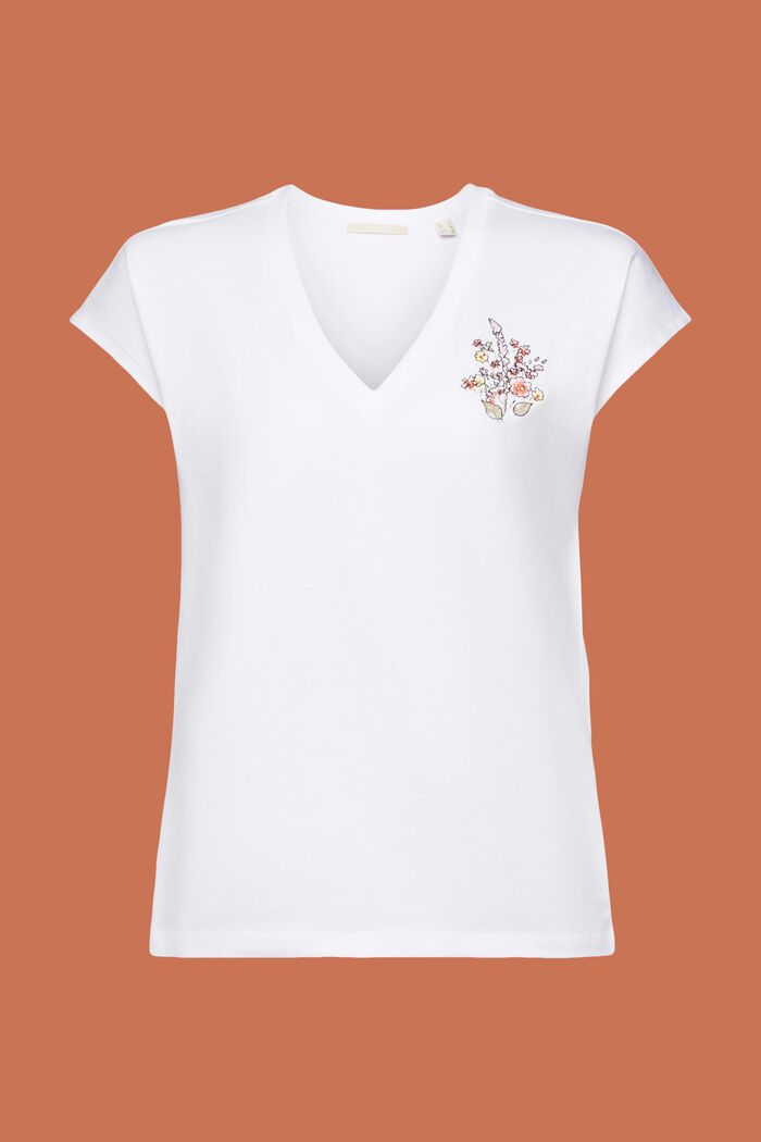 T-shirt brodé, 100 % coton, WHITE, detail image number 5