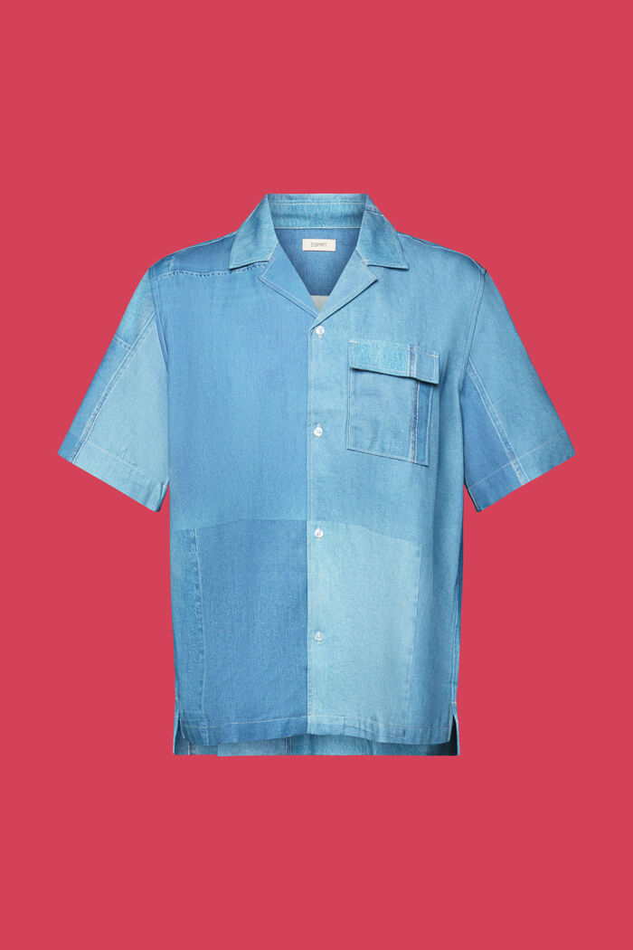 Hemd mit durchgehendem Denim-Print, BLUE MEDIUM WASHED, detail image number 6