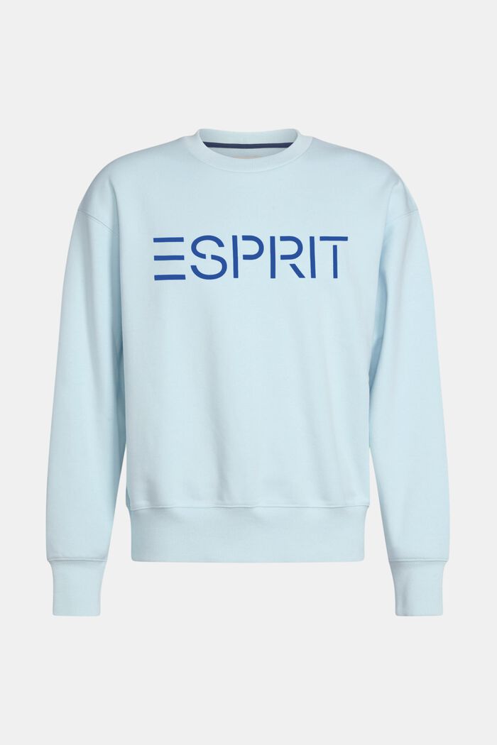 Sweat-shirt unisexe en maille polaire de coton orné d’un logo, PASTEL BLUE, detail image number 6
