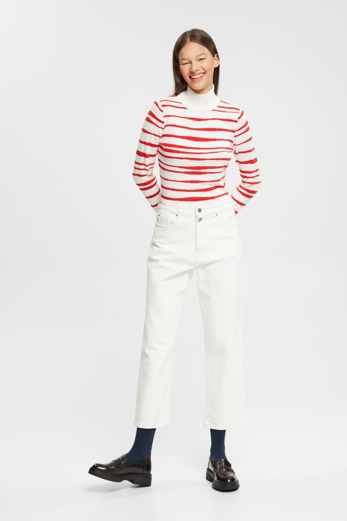 Stehkragen-Pullover mit Streifen, OFF WHITE, detail image number 4