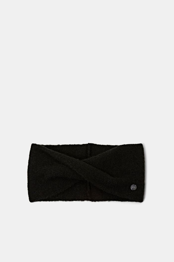 Bandeau en maille torsadé à teneur en laine, BLACK, detail image number 0