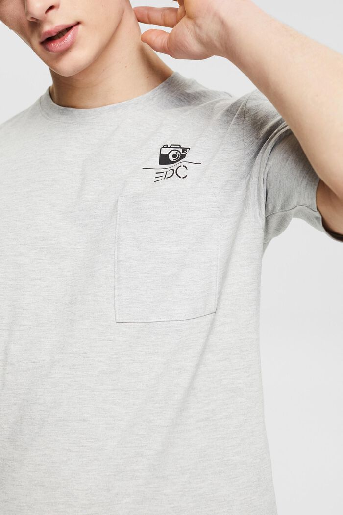 Jersey-T-Shirt mit kleinem Motiv-Print, LIGHT GREY, detail image number 1