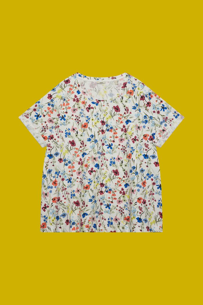 T-shirt CURVY en coton à motif, OFF WHITE, detail image number 5