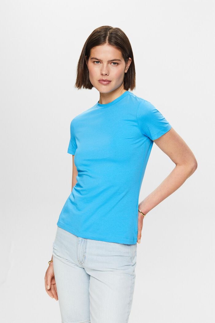 T-Shirt mit Rundhalsausschnitt, BLUE, detail image number 0