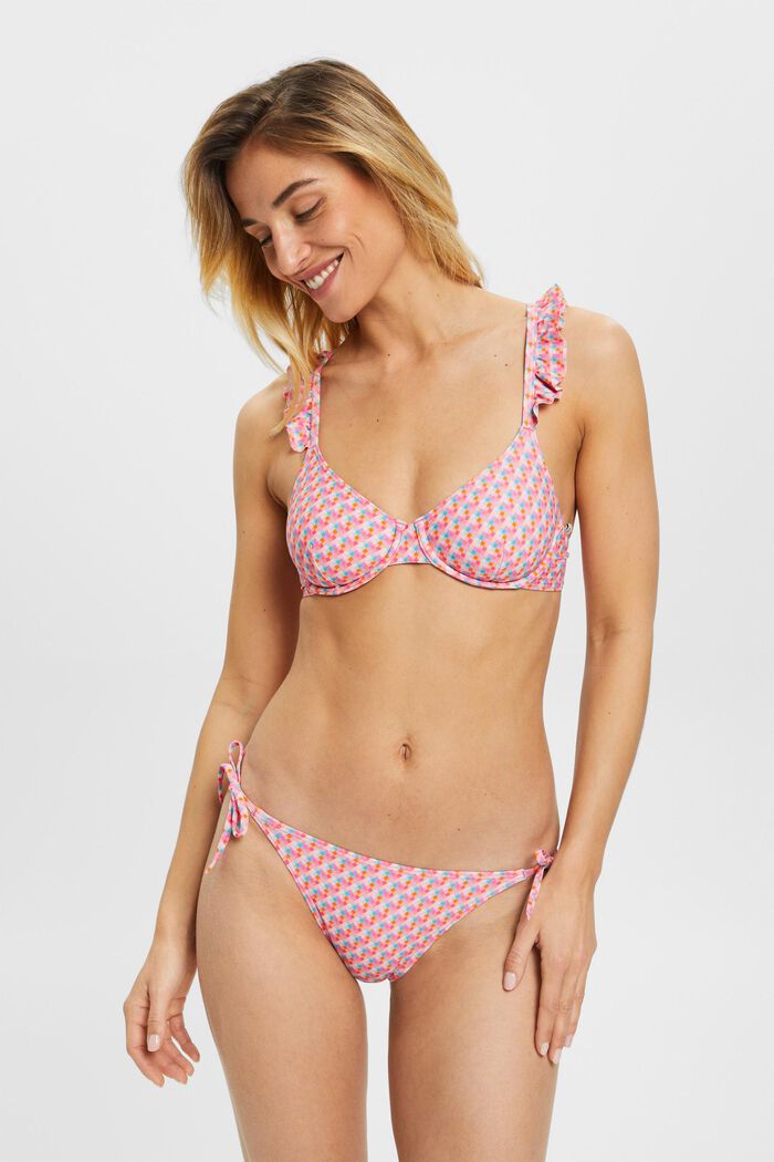 Haut de bikini à armatures animé d’un motif géométrique, PINK FUCHSIA, detail image number 0