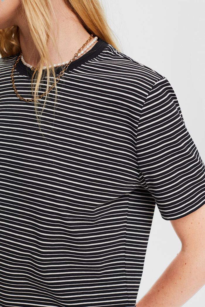 T-Shirt mit Streifen, 100% Baumwolle, BLACK, detail image number 2