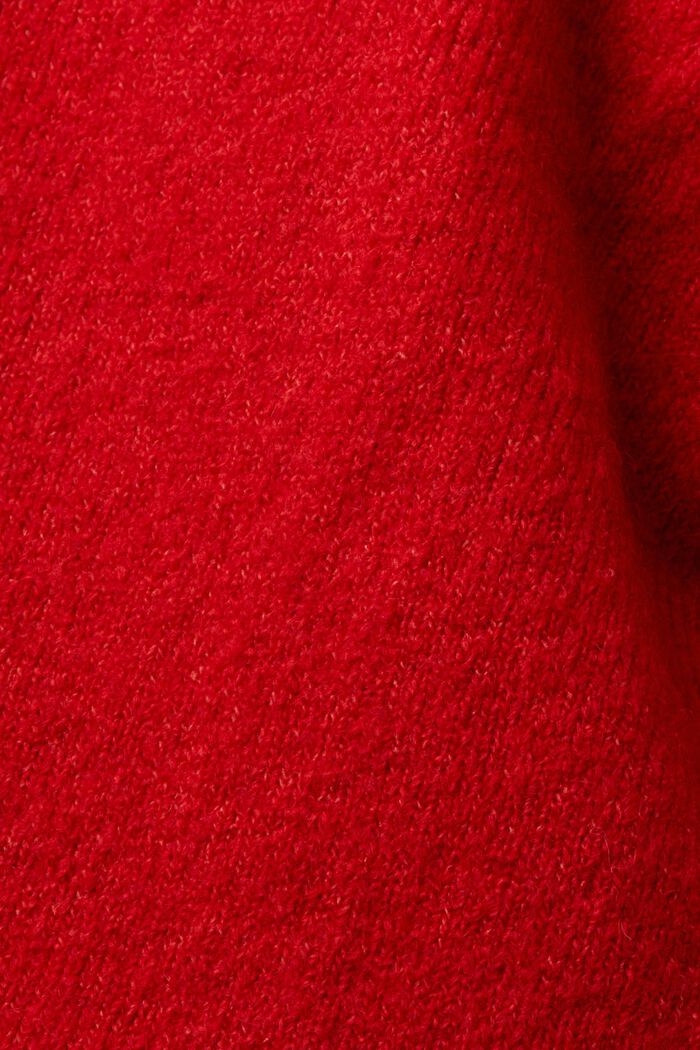 Pull-over en laine mélangée à encolure en V, DARK RED, detail image number 5