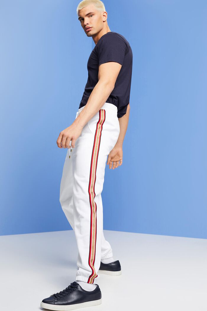 Pantalon de survêtement rayé en coton, WHITE, detail image number 4