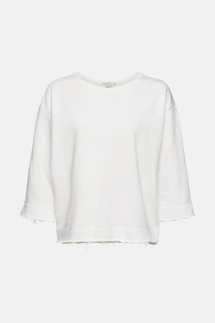 Recycelt: Sweatshirt mit offenen Kanten, OFF WHITE, overview