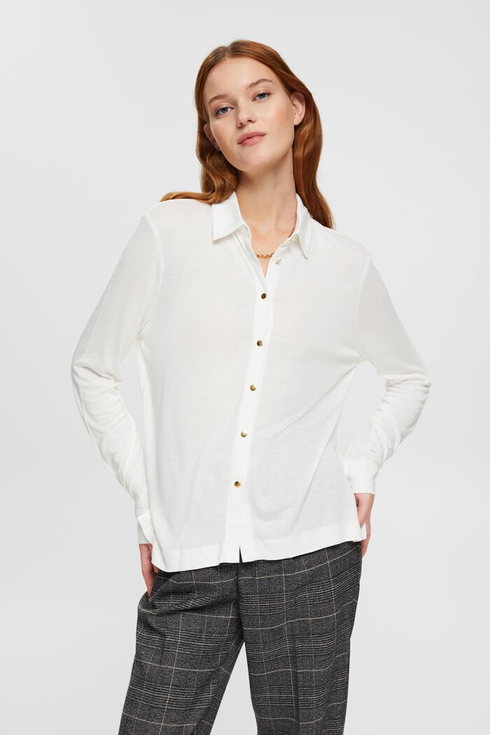T-shirt à manches longues boutonnées, LENZING™ ECOVERO™, OFF WHITE, detail image number 1