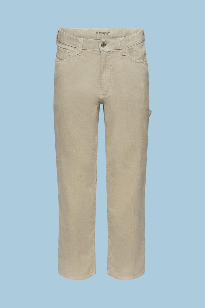 Pantalon en velours côtelé de style carpenter à coupe droite, PASTEL GREY, detail image number 6