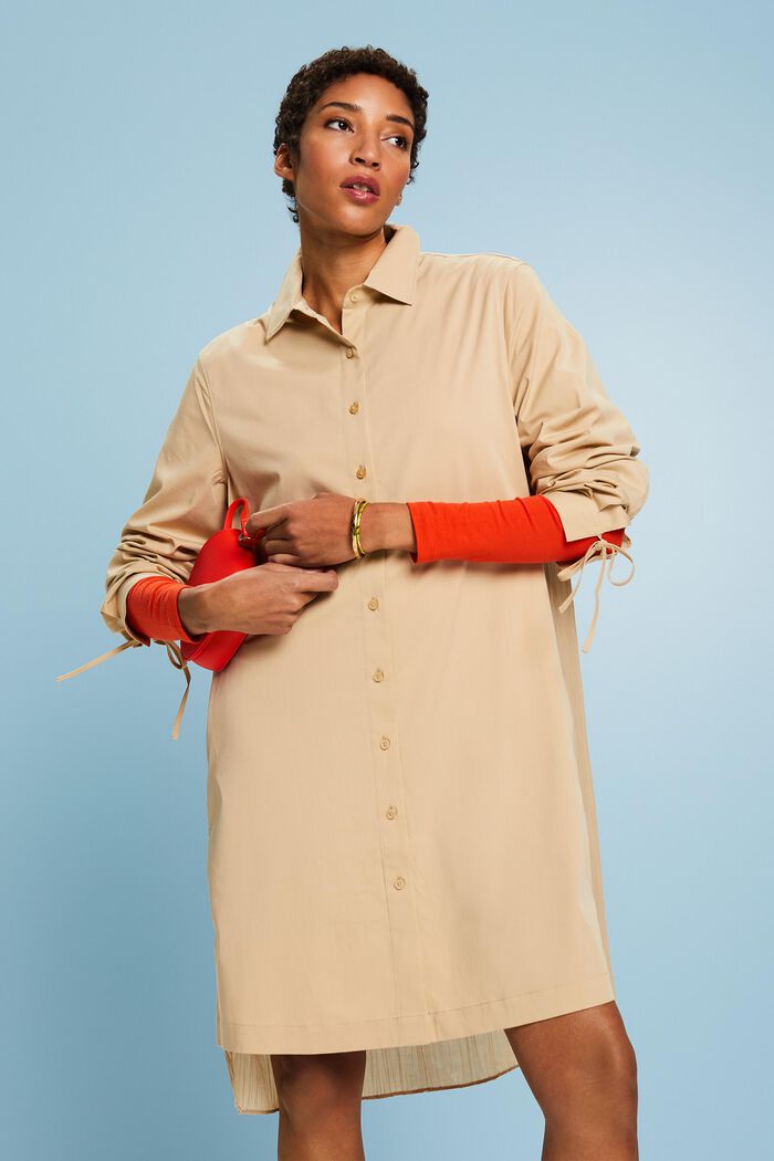 Robe-chemise mi-longue au look froissé, SAND, detail image number 0