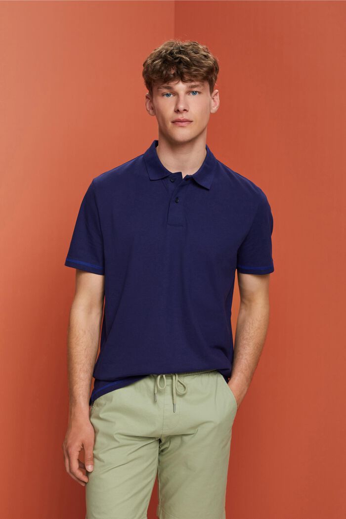 Poloshirt aus Jersey, 100 % Baumwolle, DARK BLUE, detail image number 0