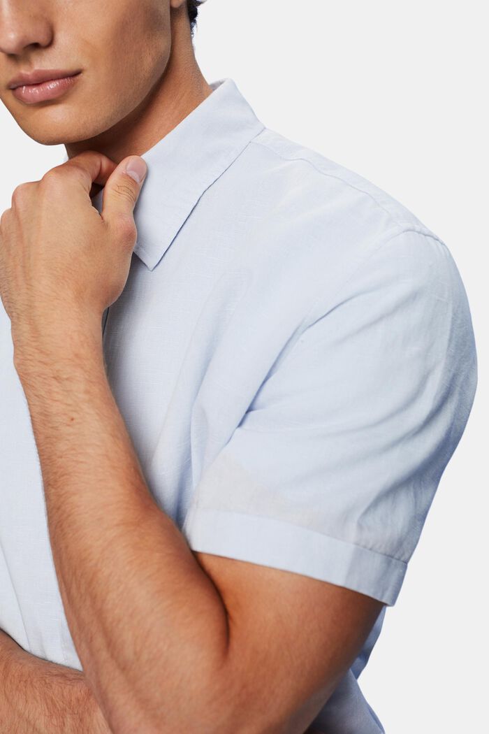 T-shirt à manches courtes en mélange de lin et de coton, LIGHT BLUE, detail image number 2