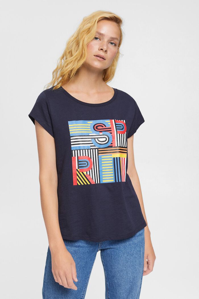 Slub-Shirt mit Print, 100% Baumwolle, NAVY, detail image number 0