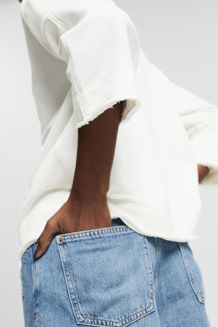 Recycelt: Sweatshirt mit offenen Kanten, OFF WHITE, detail image number 2