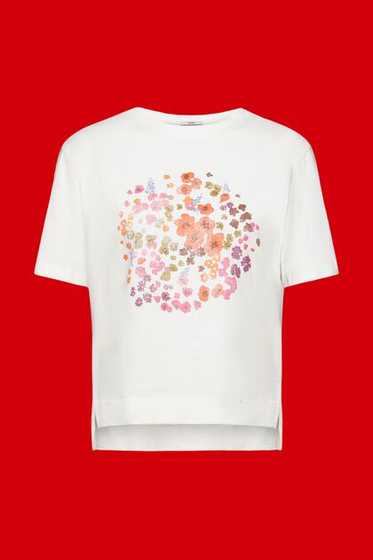 T-shirt à imprimé à fleurs, OFF WHITE, overview