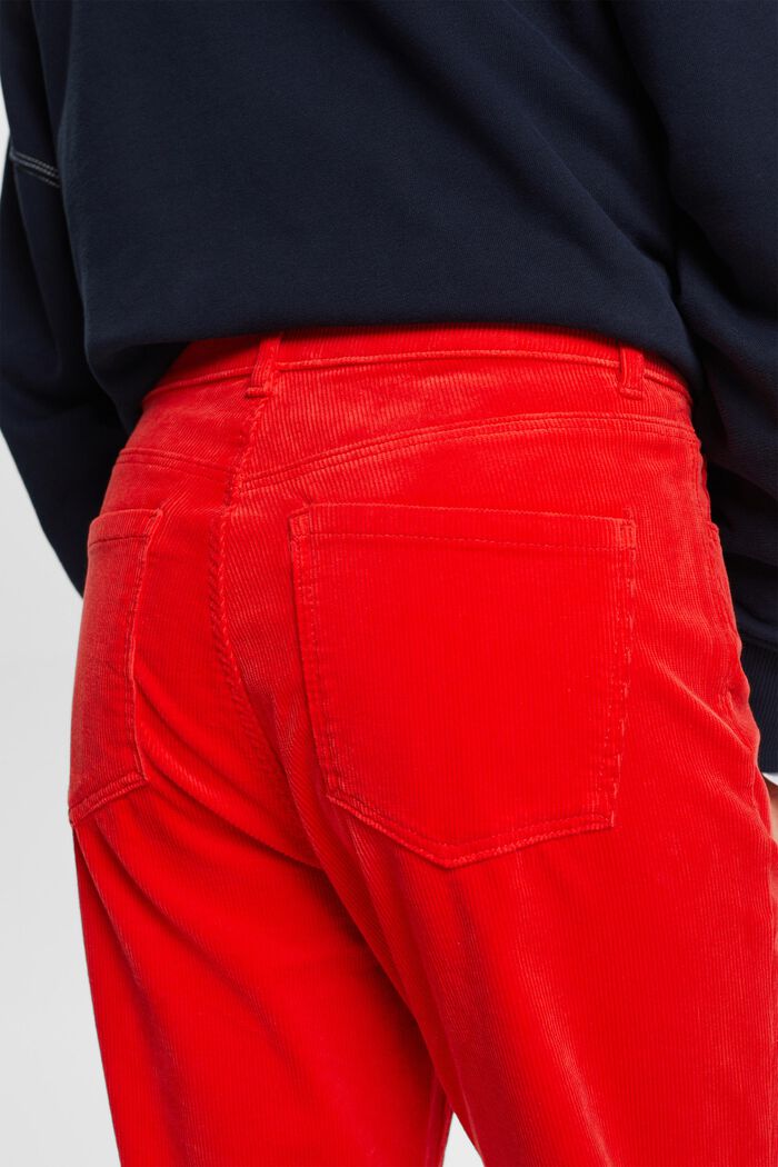 Pantalon en velours côtelé coupe Straight Fit taille haute, RED, detail image number 4