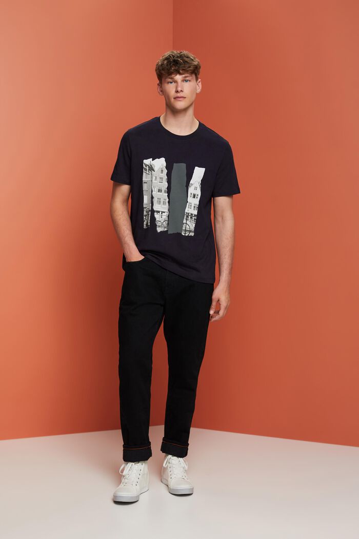 Rundhals-T-Shirt mit Print, 100 % Baumwolle, NAVY, detail image number 4