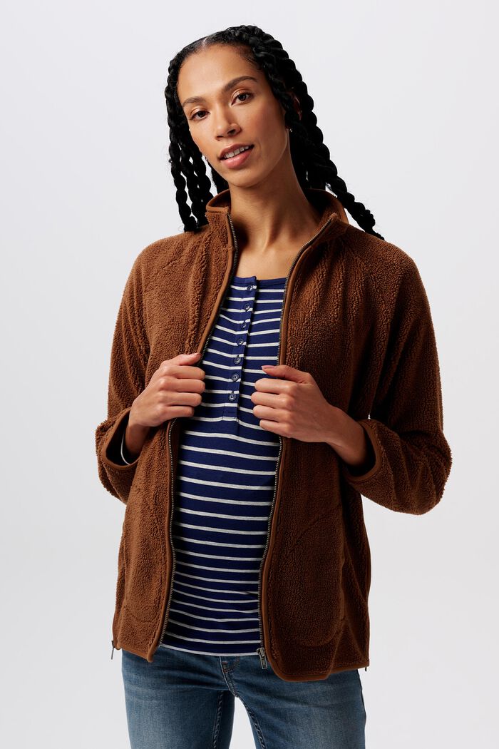 MATERNITY Sweat-shirt en polaire bouclette effet peluche, TOFFEE BROWN, detail image number 0