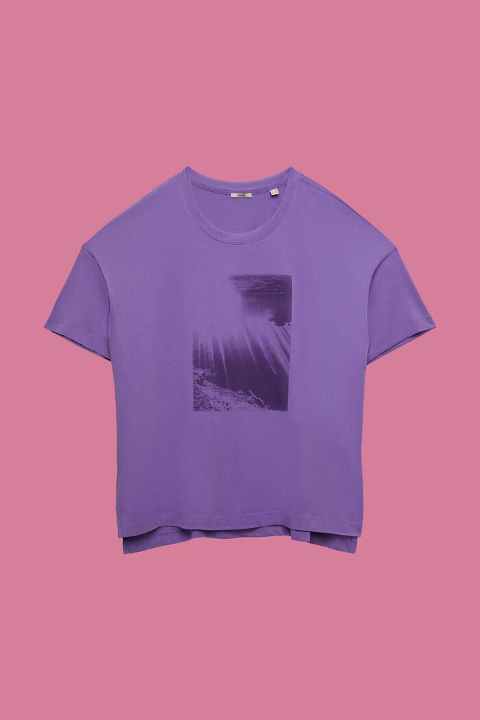 CURVY Baumwoll-T-Shirt mit Print auf der Vorderseite, PURPLE, detail image number 2