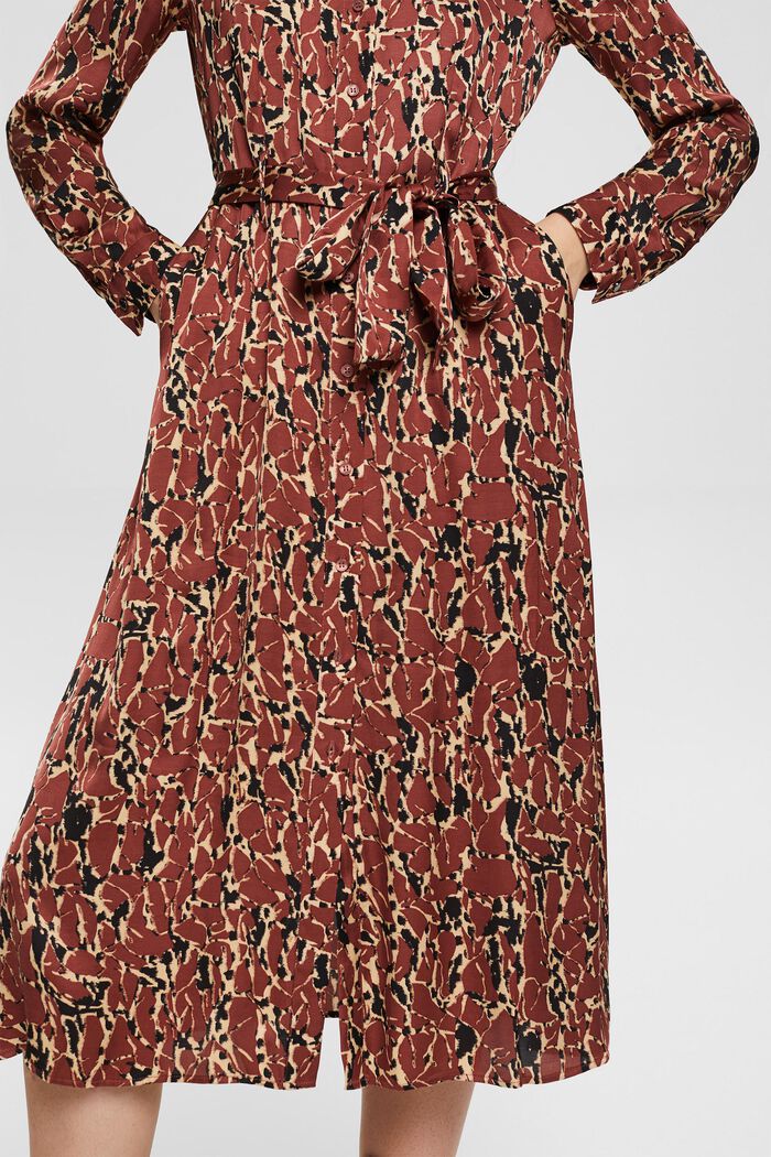 Robe à motif au look satiné, RUST BROWN, detail image number 2