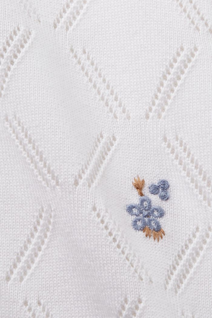 Pull-over brodé à manches courtes, 100 % coton, WHITE, detail image number 5