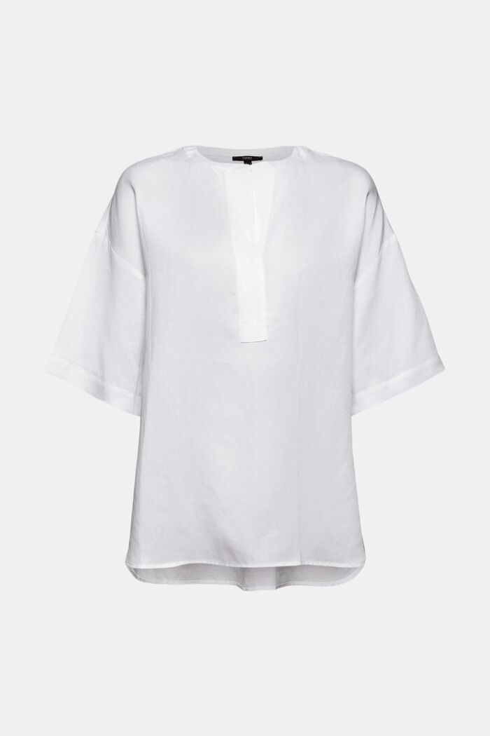 Oversized Bluse aus Lyocell-Leinen-Mix, WHITE, overview