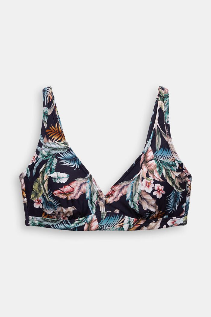 Recycelt: Big-Cup-Top mit Tropical-Print, NAVY, detail image number 2