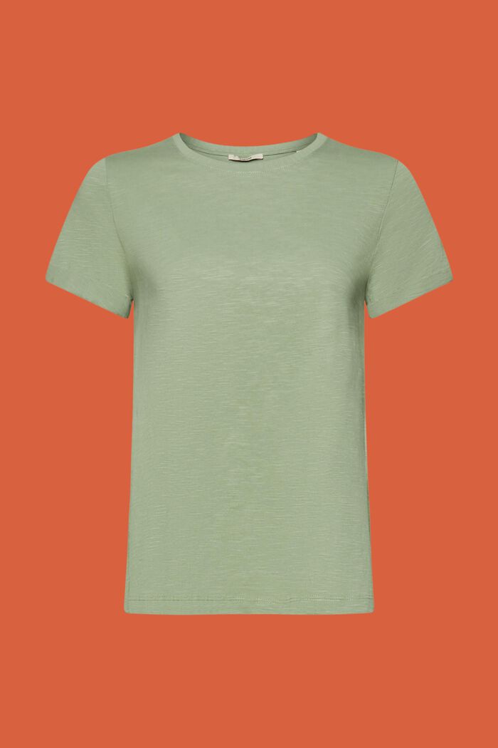 Klassisches Rundhals-T-Shirt, 100 % Baumwolle, PALE KHAKI, detail image number 5
