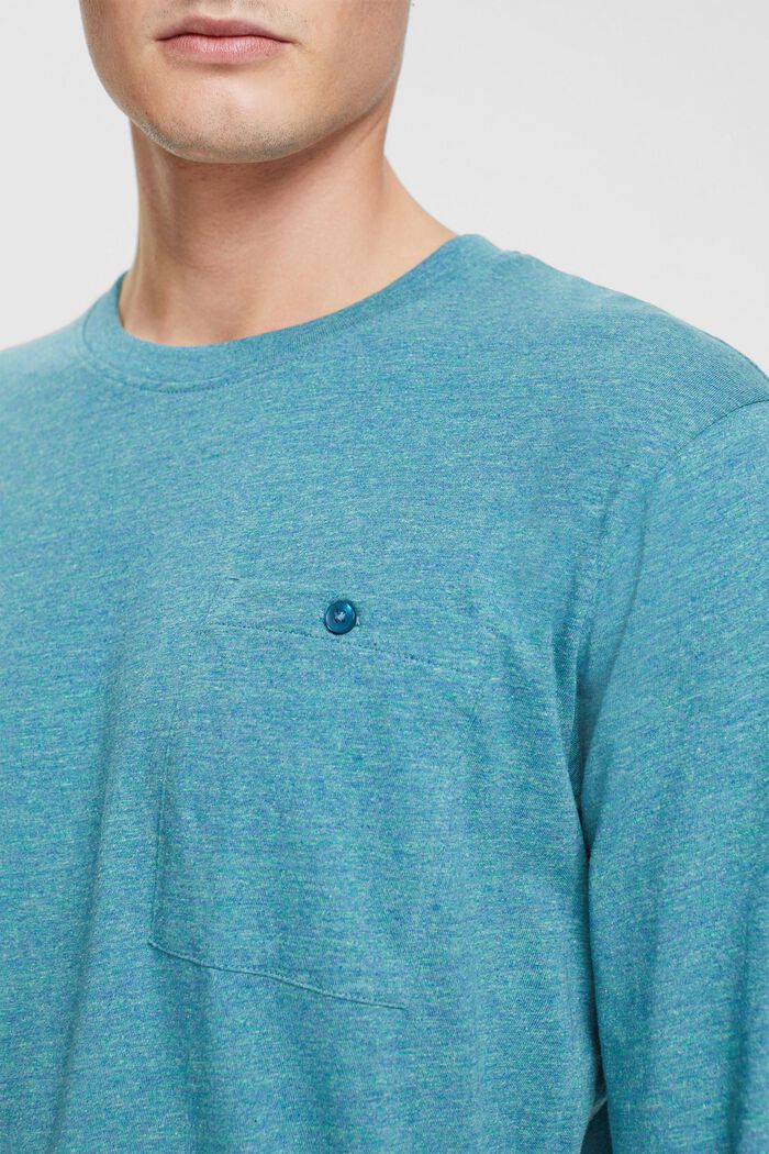 T-shirt à manches longues en jersey, 100 % coton, PETROL BLUE, detail image number 2
