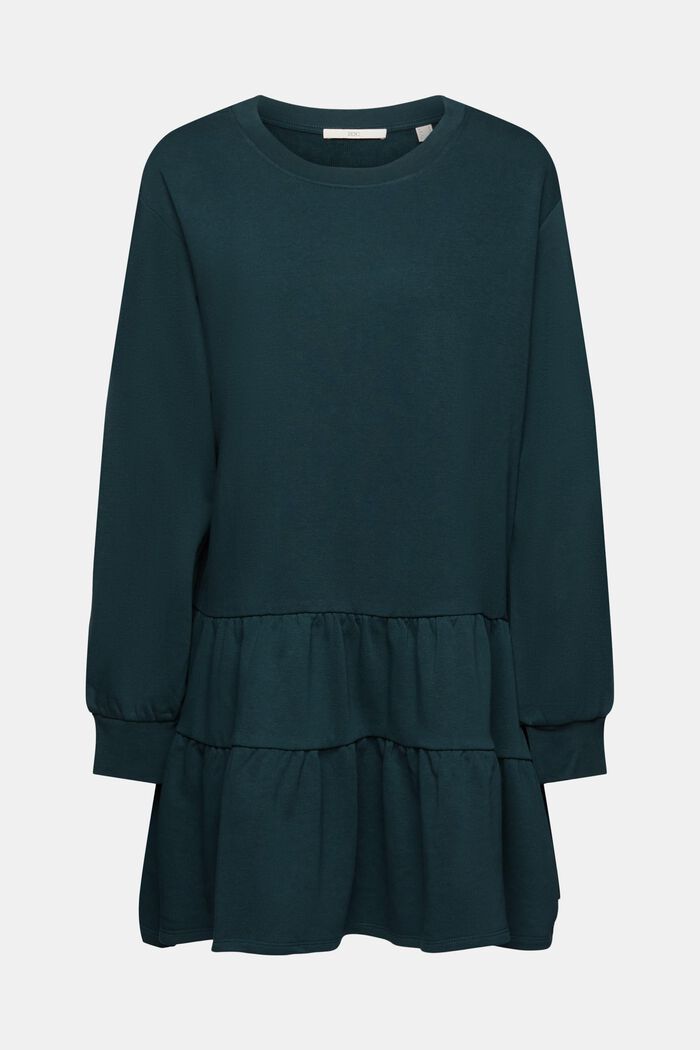 Mini-Sweatshirt-Kleid mit Rüschen, DARK TEAL GREEN, detail image number 7
